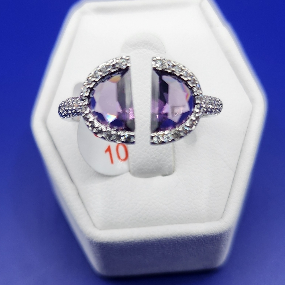 Elegant Purple and Silver Women's Ring - Picture 3 of 3